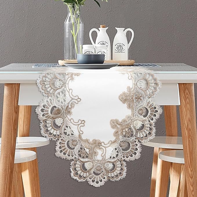 Vintage Lace Dining Table Runner, 108 Inches Macrame Coffee Table Runners by Fhberni