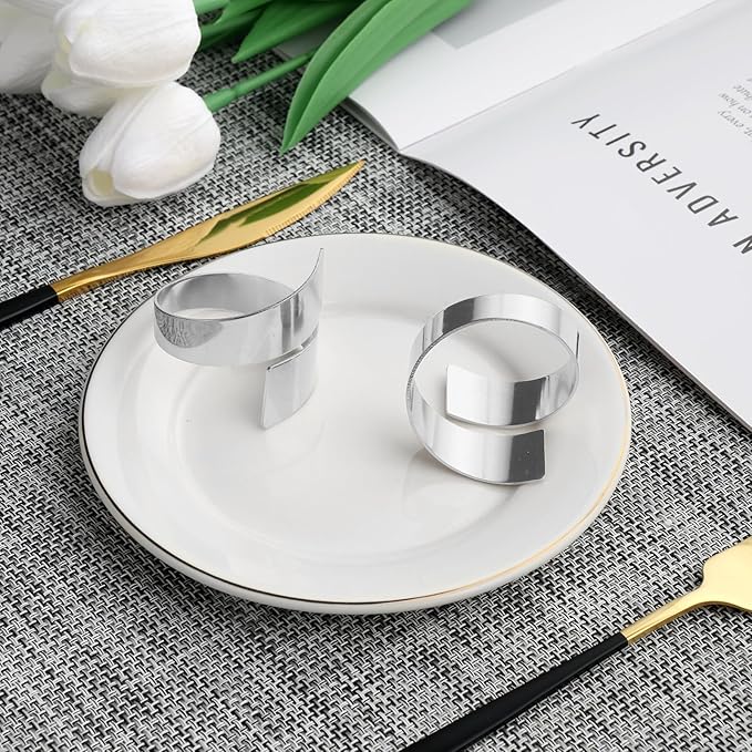 Silver Napkin Rings Set of 10, Metal Material - Image 3
