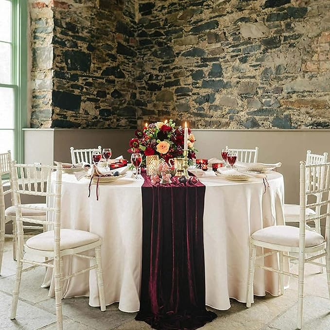 Velvet Table Runner, 5 Pack Luxurious Wedding Reception Decorations Soft Velvet - Image 2