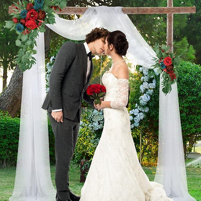 10x10 White Tulle Backdrop Curtains - Image 8