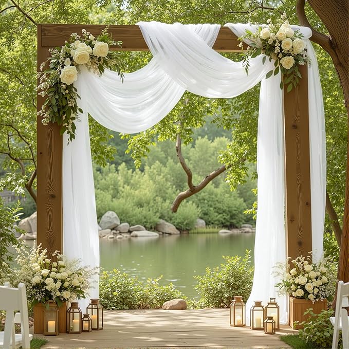 1 Panel Wedding Arch Draping Fabric White Sheer Backdrop Curtain Arch Drape by Besutolife