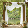 2 Panels Wedding Arch Draping Fabric White Sheer Backdrop Curtain Arch Drape by Besutolife