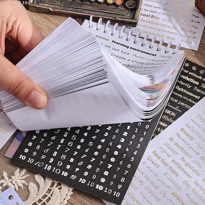3000+ Pcs Word Stickers for Journaling, 50 Sheets Gold Foil Art Scrapbook Quote - Image 6