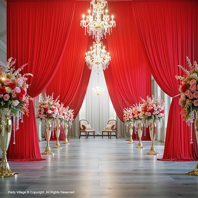 PartyVillage 10ft×15ft Red Backdrop Curtain - Image 8