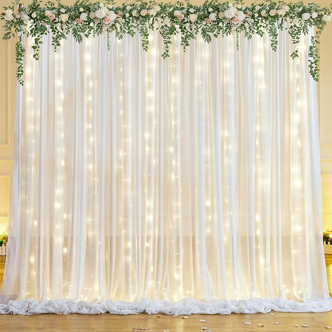 10x10ft White Sheer Backdrop Curtain - Image 2