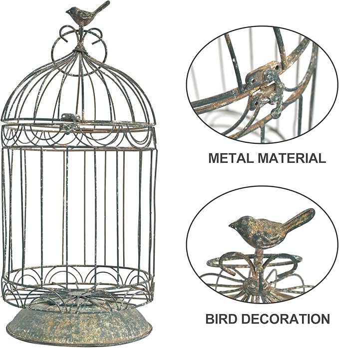 Rustic Farmhouse Metal Planter Holder Vintage Birdcage Distressed Deractive - Image 7