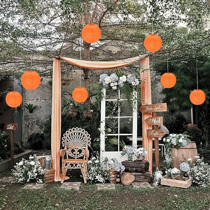 12Pcs Round Paper Lanterns Assorted Sizes - Image 7