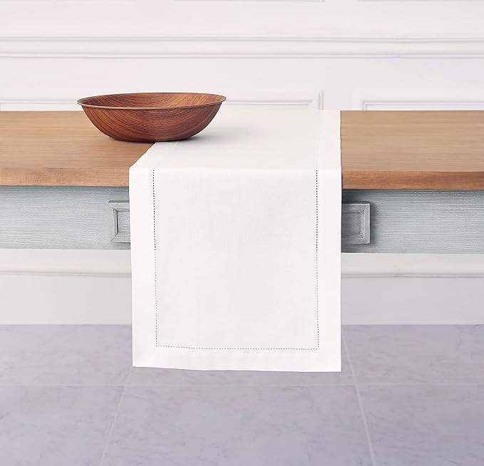 Solino Home Cotton Linen White Table Runner 72 Inches Long by SolinoHome