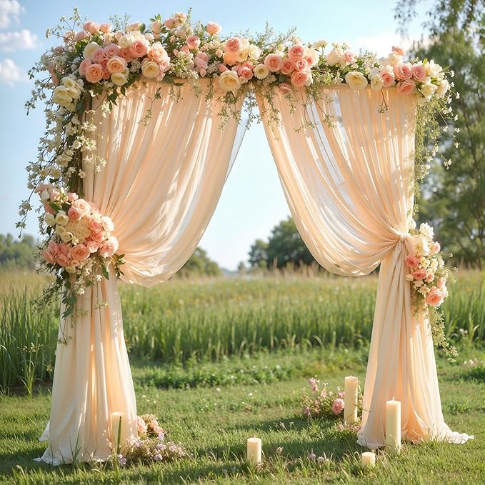 Wedding Arch Draping Fabric, 2 Panels 18FT Champagne Arch Drapes Chiffon Fabric - Image 5