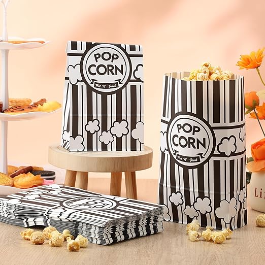 200 Pcs Paper Popcorn Bags Bulk 2 oz Large Flat Bottom Boxes Red and White - Image 7