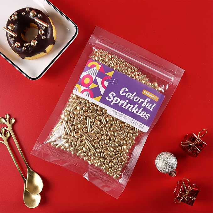 Gold Sprinkles for Cake Decorating, Ice Cream Toppings, 7 Ounces Cake - Image 7