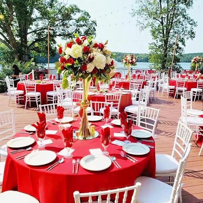 12 Pack Round Tablecloths 120 Inch, Stain and Wrinkle Resistant Washable Fabric - Image 4