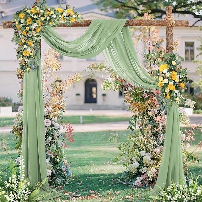 Sage Arch Drapes for Wedding Arch Draping Fabric Sheer Backdrop Curtain for by Gogoparti