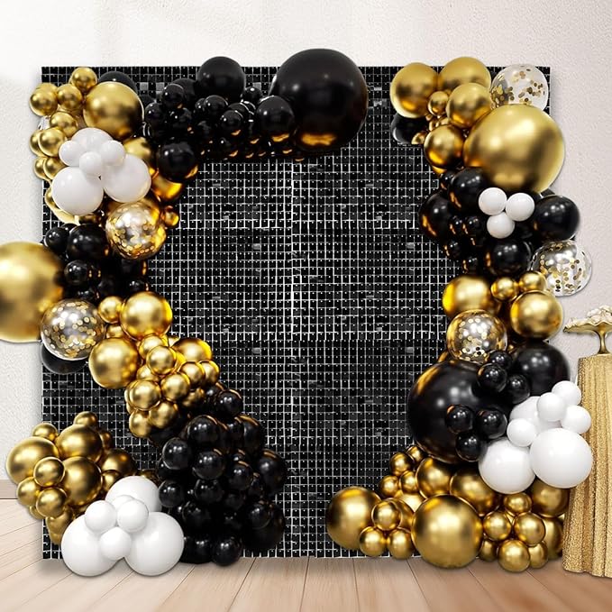 12PCS Black Shimmer Wall Backdrop, Square Sequin Photo Backdrops Panel - Image 6