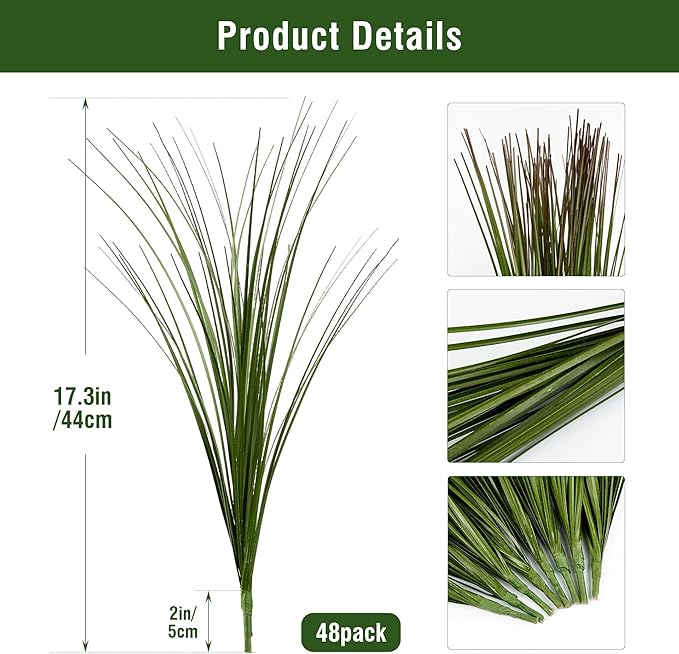 48PCS 17.3" Fake Plants Artificial Wheat Grass Greenery Plastic Plants Fake - Image 2