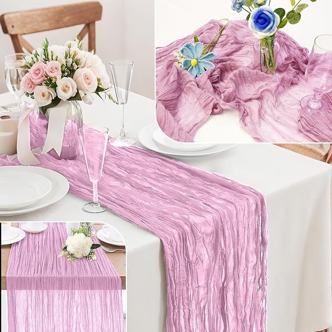 10-Pack Pink Cheesecloth Table Runners – 10FT Boho Rustic Gauze Fabric Cheese - Image 8