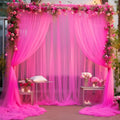 20x10 Hot Pink Tulle Backdrop Curtains by WishCare