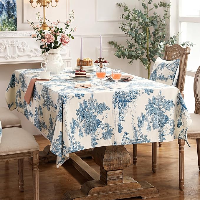 patdrea Designer Vintage Cyan Tablecloth - Image 8