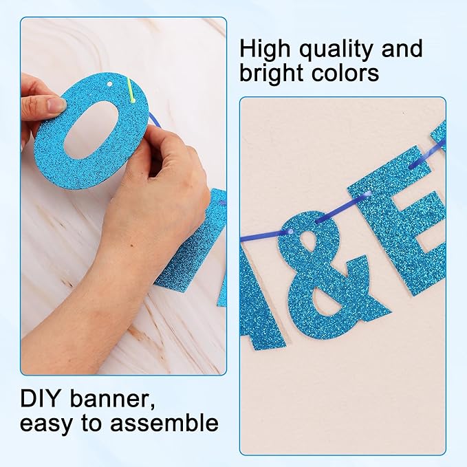 BEISHIDA 116 PCS Glitter Sky Blue DIY Letter Banner Kit Make Your Own - Image 2