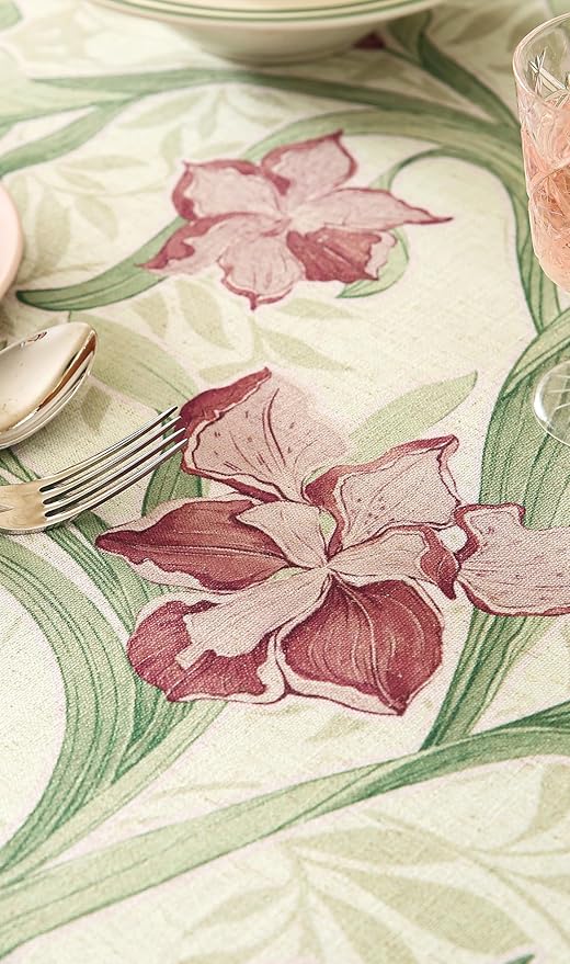 patdrea Designer Green Rectangle Tablecloth, Framhouse Vintage French Violets - Image 6