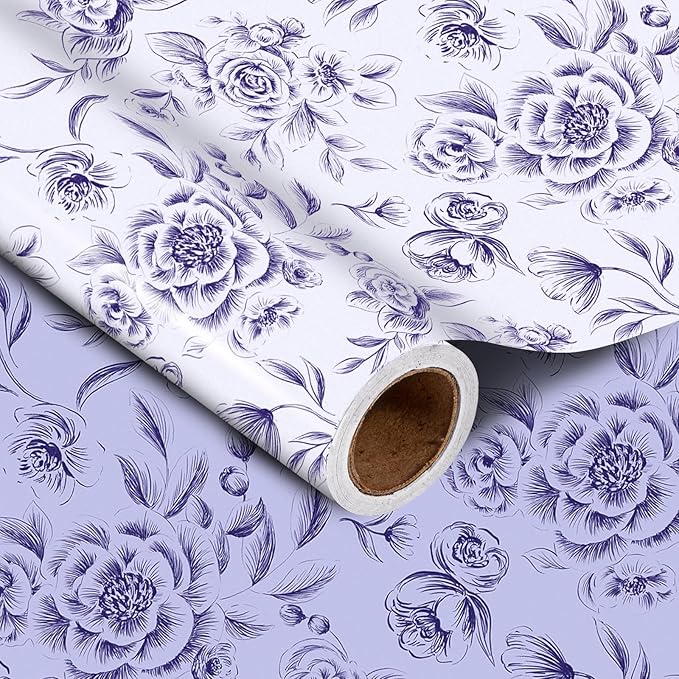 WRAPAHOLIC Jumbo Reversible Floral Wrapping Paper Roll by WRAPAHOLIC