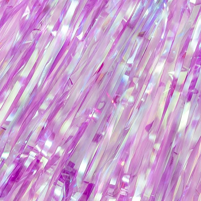 BRAVESHINE Clear Purple Party Decorations Iridescent Foil Curtain - Image 9