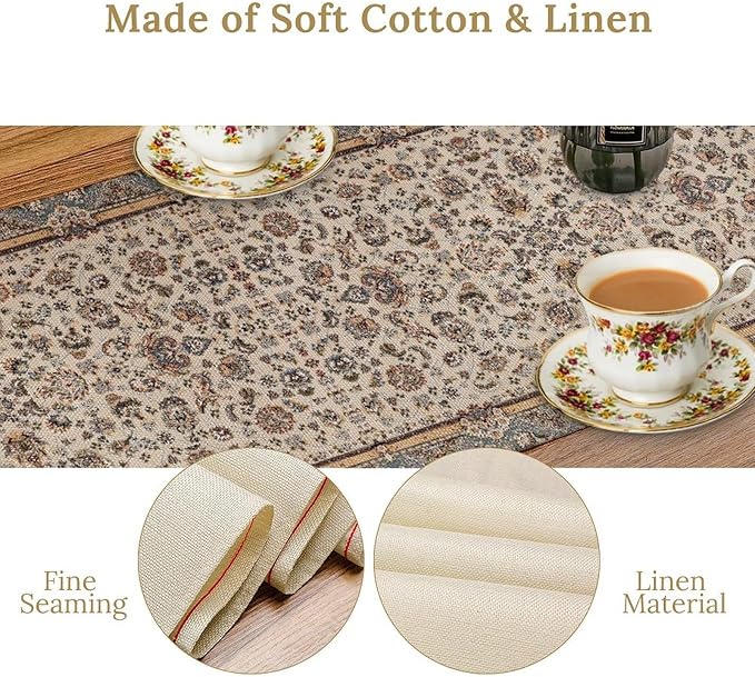 Farmhouse Vintage Flower Table Runner Morris Floral Farmhouse Rustic Coffee - Image 8