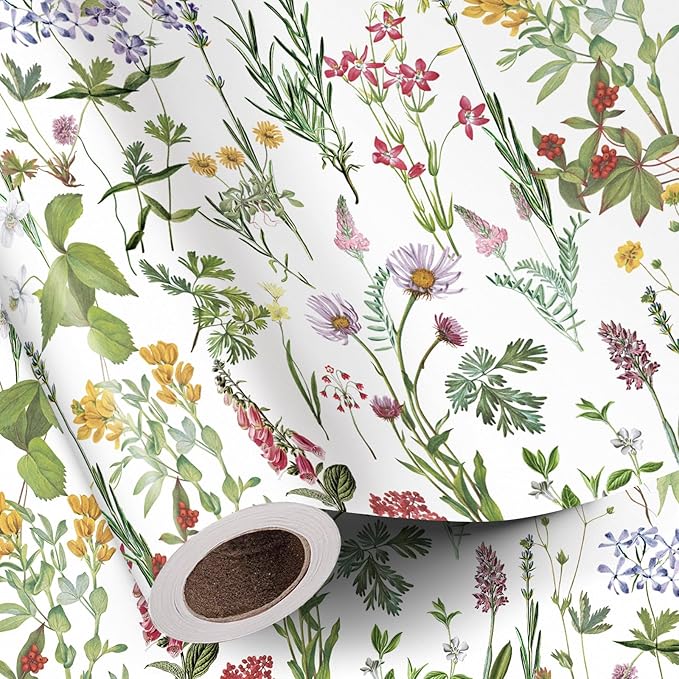 RUSPEPA 30" X 100' Wild Flower Wrapping Large Paper Roll by RUSPEPA