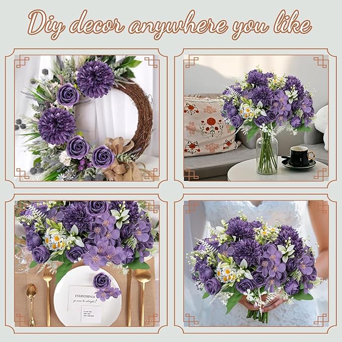 12 Packs Peonies Artificial Flowers, Silk Artificial Peonies Flowers Fake Peony - Image 6