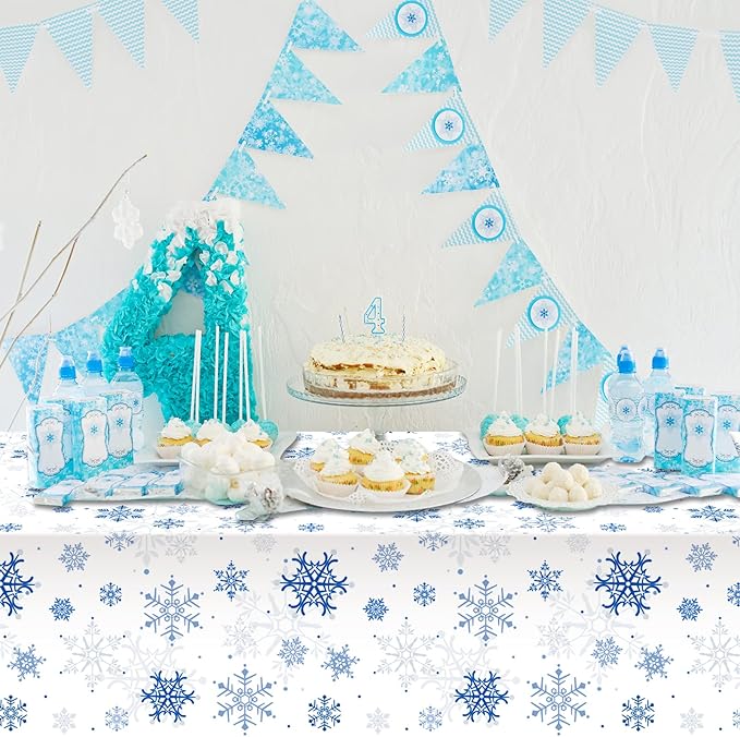 12 Pieces Snowflake Christmas Party Tablecloth Decorations, Plastic White - Image 6