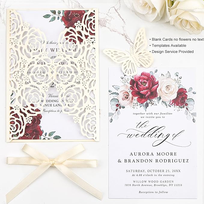 Wedding Invitations Ivory 50 Pack - Image 3
