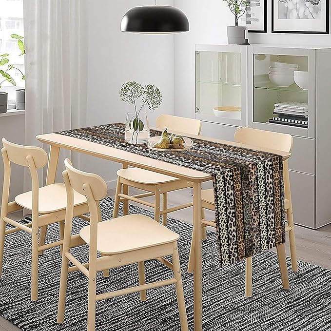 Cow Patchwork Print Table Runner, Country Farm Animal Fur Skin Farm Safari - Image 4