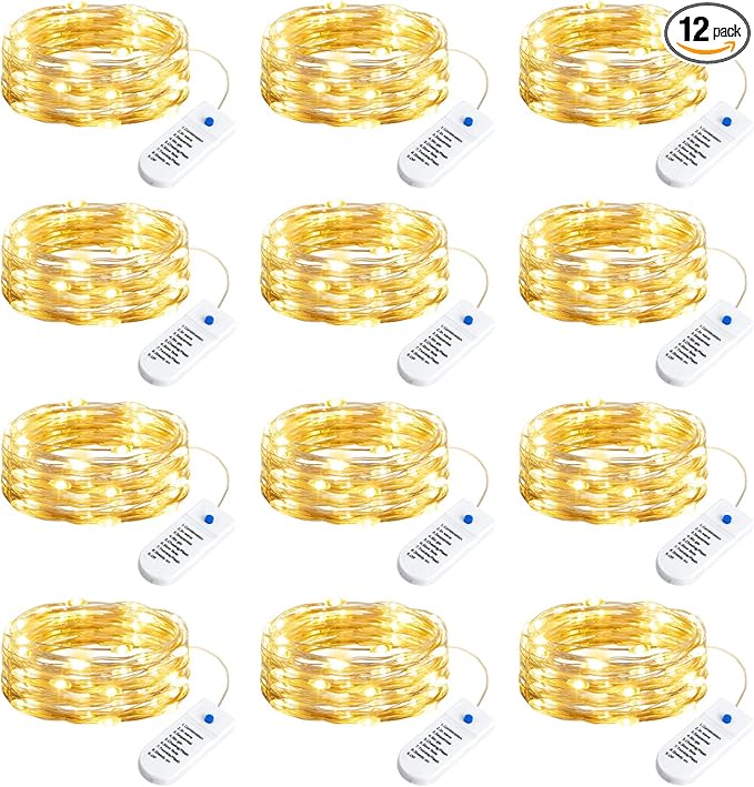 Minetom 12 Pack Fairy Lights Battery Operated String Lights, 8 Modes & Timer by Minetom