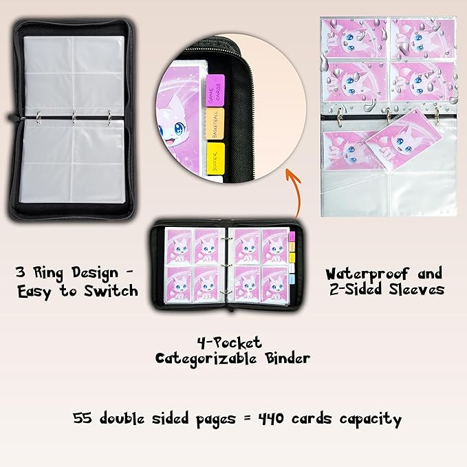 Cute Pink Trading Card Binder 4 Pocket - Image 5