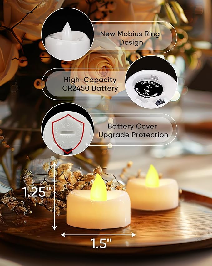 Remote Candles, 400+Hours Remote Control LED Tea Lights Votive Candle - Image 2
