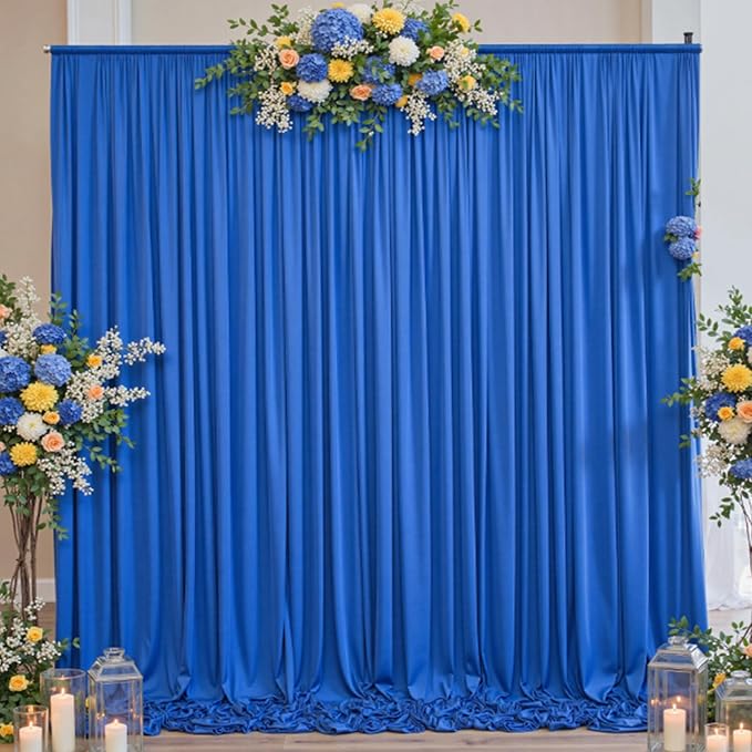 10x10 ft Wrinkle Free Royal Blue Backdrop Curtains by CO-AVE