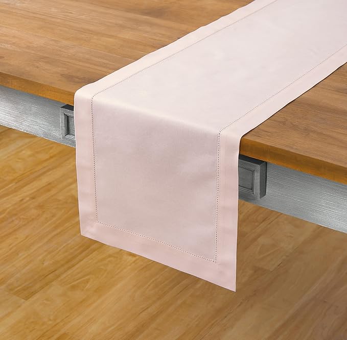 Solino Home Pink Hemstitch Table Runner 48 Inches - Image 4