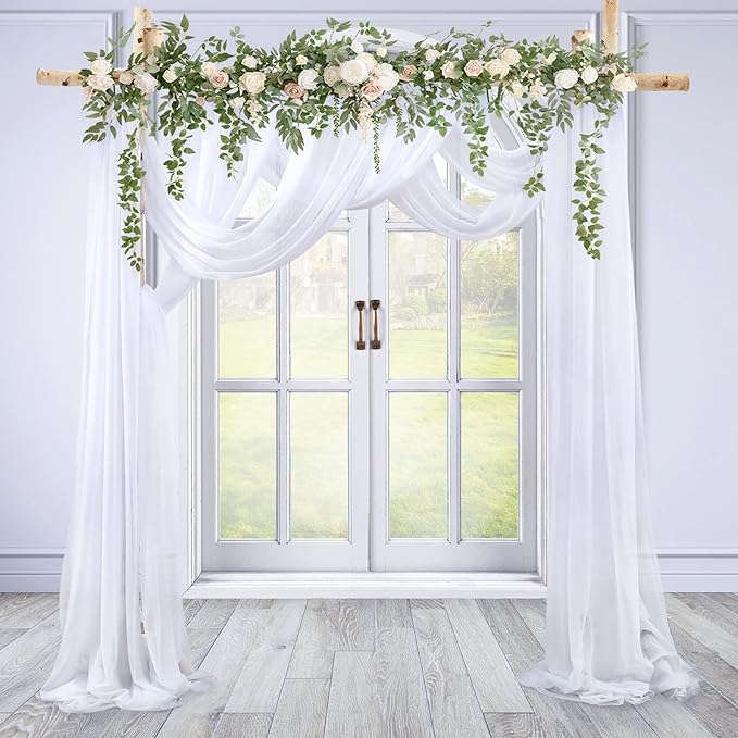 Wedding Arch Draping Fabric White Arch Drapes Sheer Backdrop Curtain - Image 7