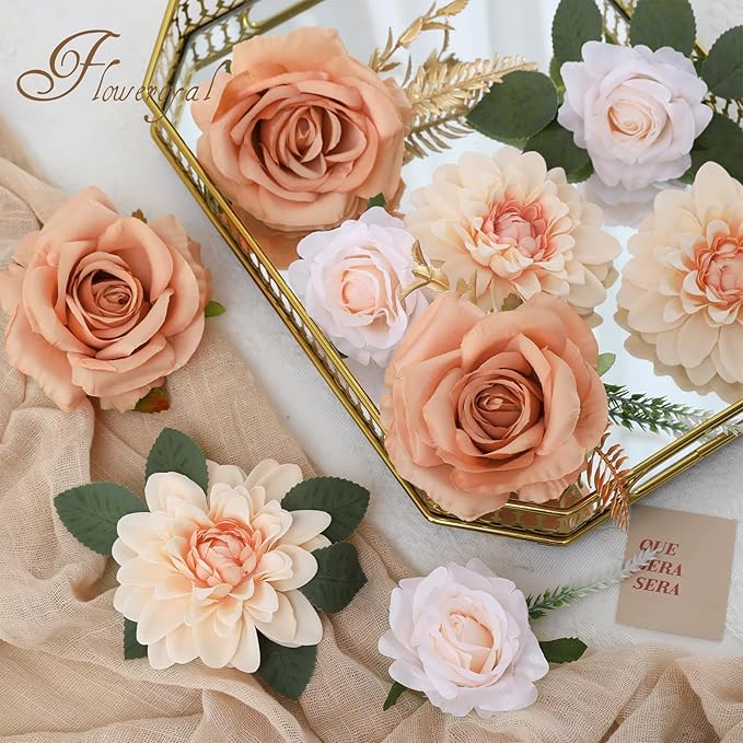 Floweroyal Artificial Flowers Fake Rose Flowers Dahlia - Image 7