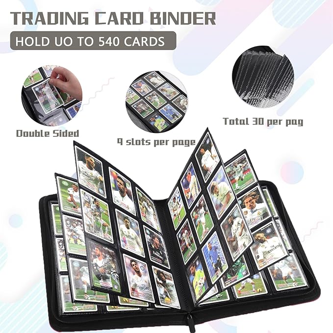 9 Pocket Card Binder, 540 Pocket Trading Card Binders, Loading Pocket - Image 4