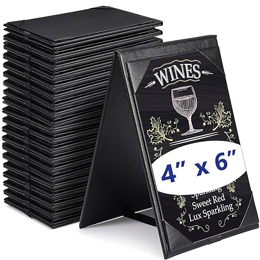 Gerrii Leatherette Table Tents Black PU Leather Menu Covers Bulk Double Sided by Gerrii
