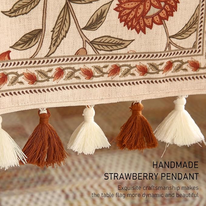 ISAENNE Designer Elegant Linen Table Runner 87 Inches Long, Vintage Orange - Image 6