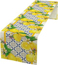 Lemon Table Runner, Spring Summer Seasonal Yellow Blue Table Runner by Unknown