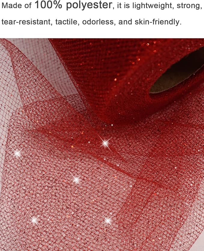 Glitter Tulle Fabric Rolls, 6 Inch 50 Yards Sparkling Spool Ribbon Sequin - Image 5