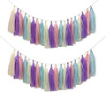 Pastel Rainbow Colorful Tissue Paper Tassel Garland, Tissue Tassel Banner by YESON