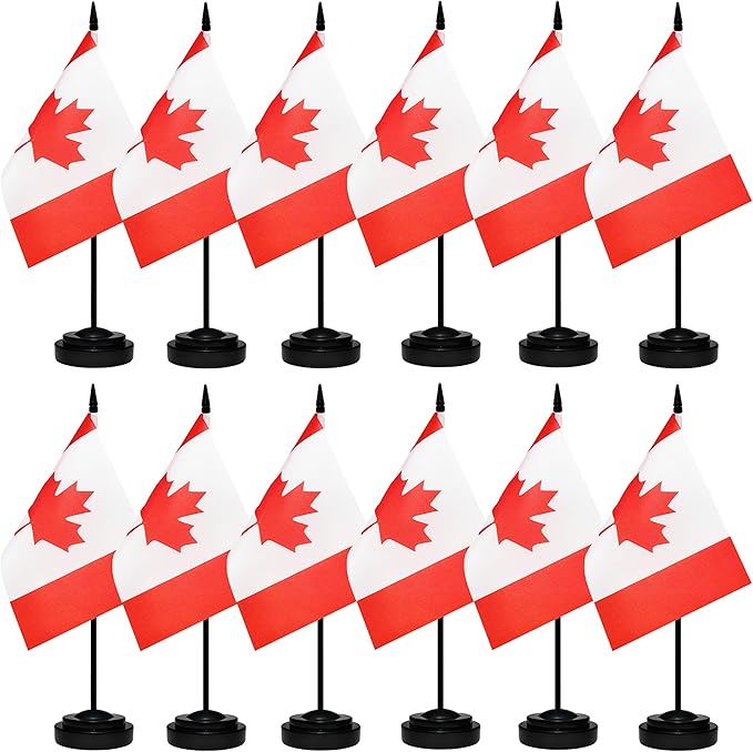 12 Pack Canada Desk Flags Set, Canadian Small Mini Table Office Flags by BCLin