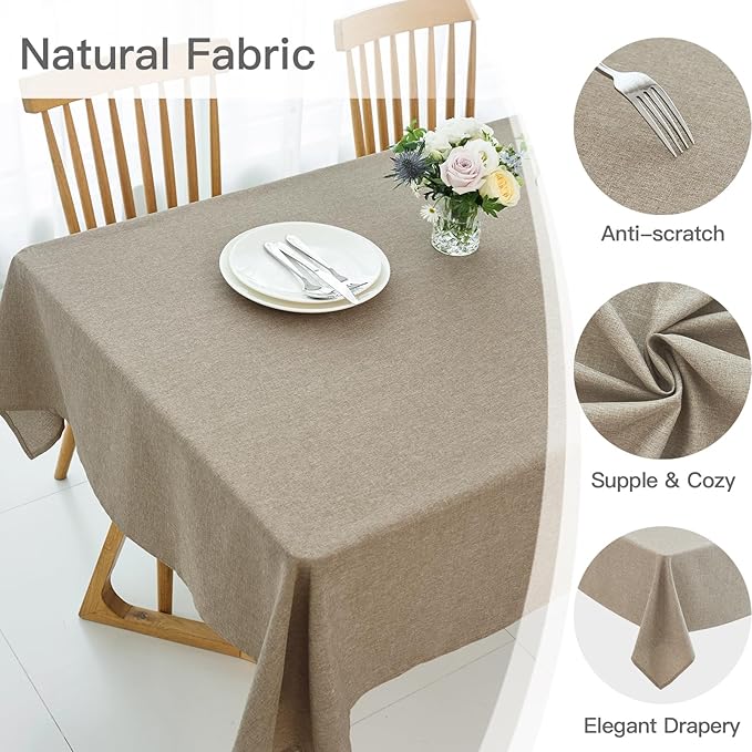 maxmill Linen Texture Tablecloth Water Resistance Antiwrinkle Spillproof - Image 4
