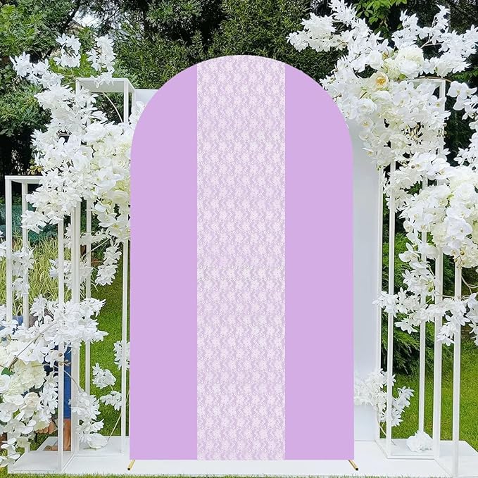 Purple Arch Cover 7.2ft Floral Lace Arched Backdrop Cover Lavender Chiara Arch - Image 5