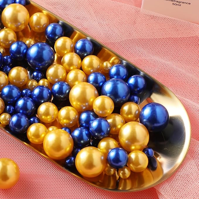 200 Pcs Vase Filler Beads Gold and Blue Pearl Beads - Image 5
