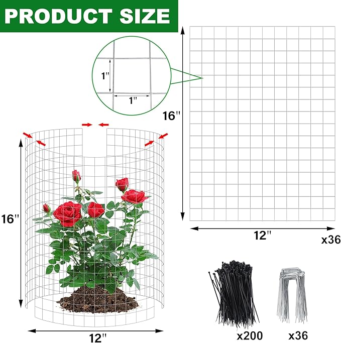 winemana 12 Set Garden Plant Protector Cage, 16x12 in Metal Wire Protectors - Image 3